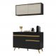 Armário de Cozinha Compacta 120cm Veneza Multimóveis V3688 Preto/Dourado