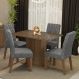 Conjunto Sala de Jantar Mesa Tampo de Vidro 4 Cadeiras Rustic/Silver Reale Madesa