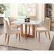 Conjunto de Mesa de Jantar com 4 Cadeiras Talia Veludo Off White e Creme
