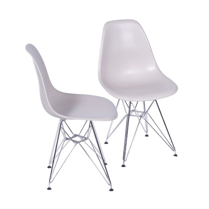 Conjunto com 2 Cadeiras DKR Eames Fendi e Cromado