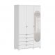 Guarda-Roupa Casal com Espelho Look 3 Portas 4 Gavetas Branco