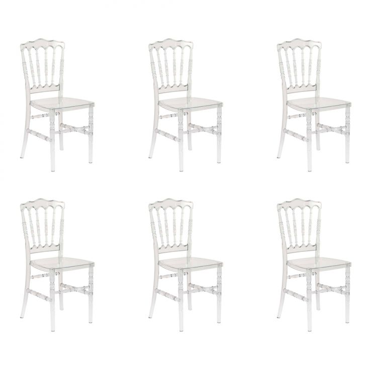 Conjunto com 6 Cadeiras Dior Resina Cristal