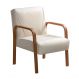 Poltrona Decorativa Anita Braço Madeira - Suede Bege Claro