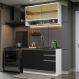 Cozinha Compacta Madesa Glamy 120002 com Armário e Balcão (Sem Tampo e Pia) - Branco/Preto