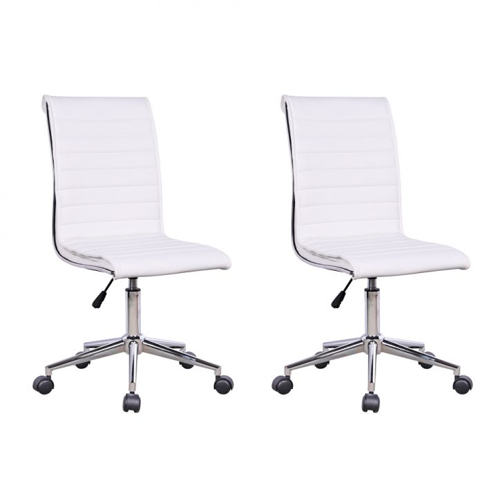 Conjunto Com 2 Cadeiras De Escritório Secretária Giratórias Marilyn Branco
