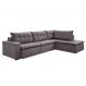 Image of Sofá 4 Lugares Presidente com Chaise Direito Veludo Cinza ES745UP33LGKMOB