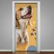 Adesivo de Porta Pet Shop Cachorro Fundo Bege com Detalhes-73X210Cm