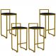 Kit 04 Banquetas Altas Para Cozinha Sala De Jantar Hanna L02 Dourado Suede Preto - Lyam Decor