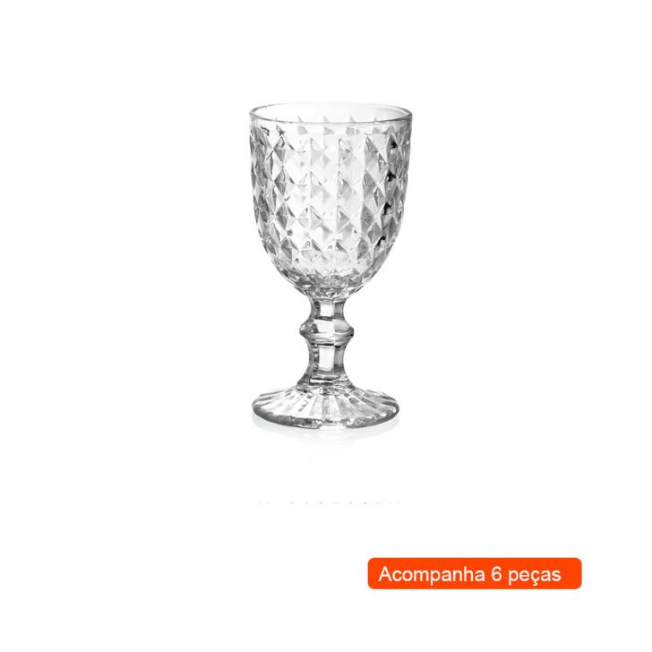 Kit Taças Com 6 Peças Diamante Incolor 245 Ml