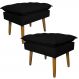 Kit 2 Puff Decorativo para Sala de Estar Opala Suede Preto - Montanaris Decor
