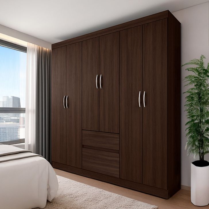 Guarda-roupa Casal Sória 6 Portas 2 Gavetas Café