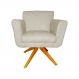 Poltrona Decorativa Isabela em Tressê Pés Madeira Giratório Suede Bege - DS Estofados