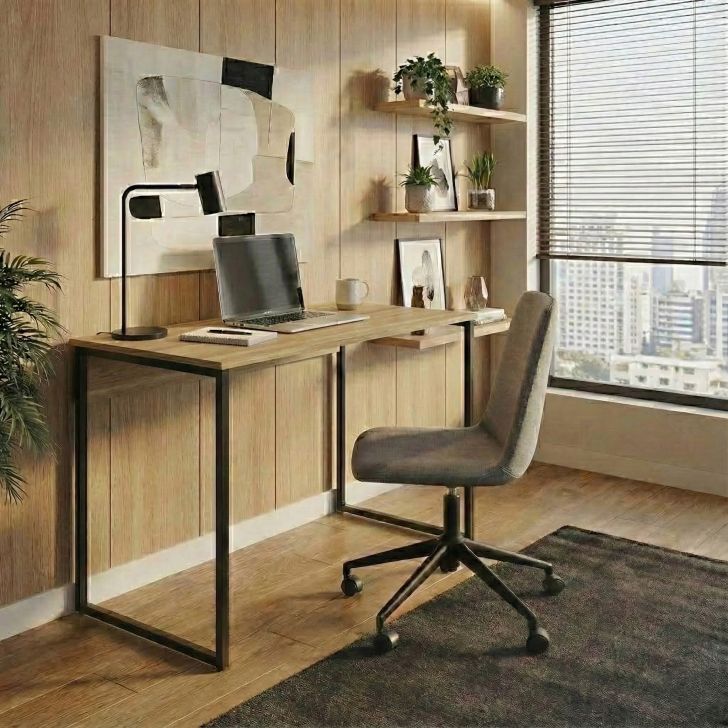 Mesa de Escritório Vick Mel e Preta 90 cm