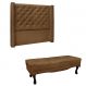 Conjunto de Cabeceira Solteiro com Recamier Vicenza Suede Caramelo
