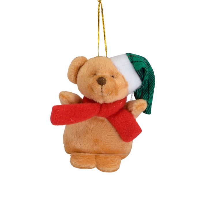 Enfeite Natalino para Árvore Espressione Urso com Cachecol Bege 11 cm