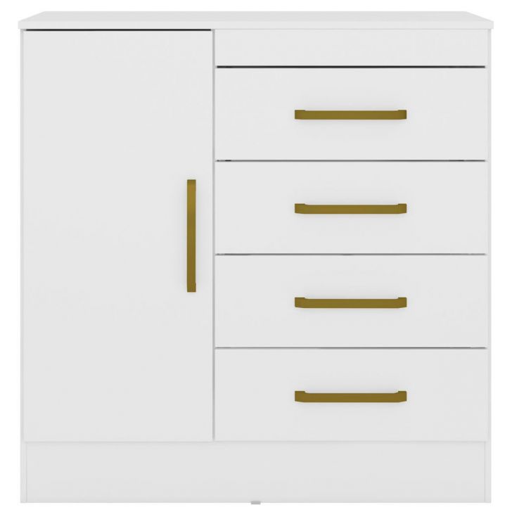 Cômoda Sapateira 1 Porta 4 Gavetas Uruguai Branco/Rosa/Branco Flex