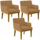 Kit 03 Poltronas Decorativa Para Sala De Estar E Recepção Beatriz W01 Bouclê Mostarda - Lyam Decor