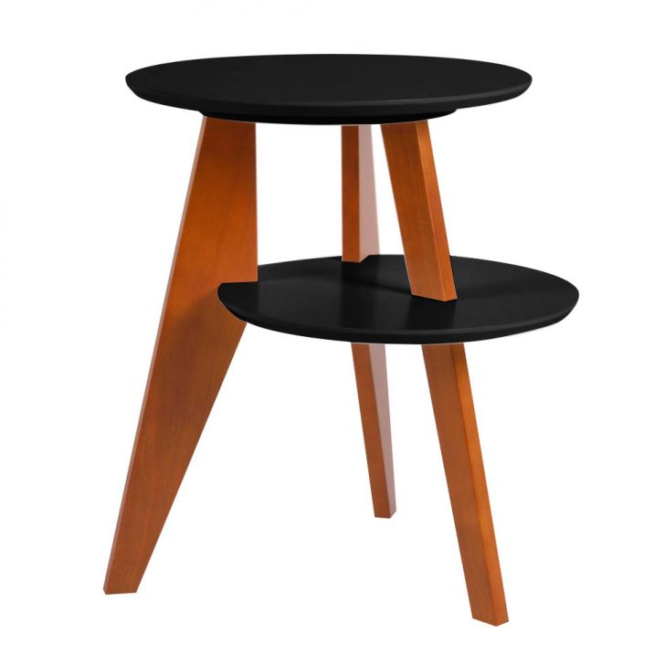 Mesa Lateral Tampo Duplo Gravity Preta e Castanho
