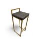 Banqueta Media Industrial Cozinha Bar Balcão Bistrô Quadro Estofado Cinza Metalon Dourado 65cm