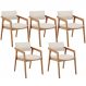 Kit 05 Cadeiras Para Sala de Jantar Estar Living Giorgia L02 Linho Cru - Lyam Decor