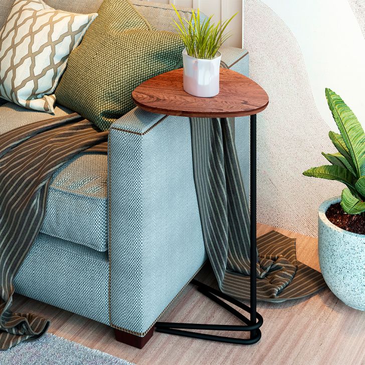 Mesa Lateral Triangular Veneza Cinamomo e Preta