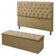 Kit Cabeceira Maria+ Calçadeira Itália King 195 CM Suede Bege - D A Decor
