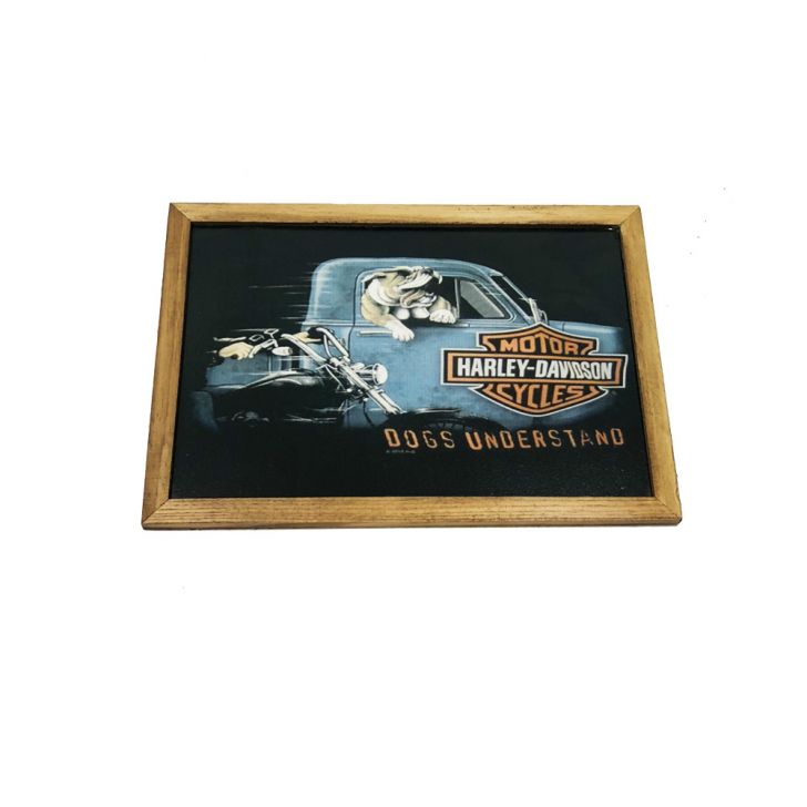 Quadro Decorativa Quarto Sala Harley Davidson Madeira Azul