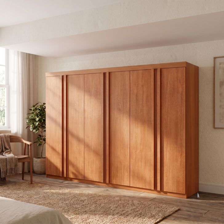 Guarda-roupa Casal 100% Mdf Urban 6 Portas 2 Gavetas Naturale