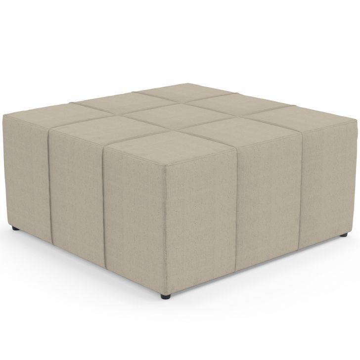 Puff Decorativo Para Sala de Estar Quadrado Milano 90x90cm W01 Linho Bege - Lyam Decor