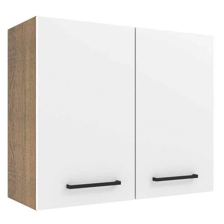 Armário de Cozinha Aéreo 80 cm 2 Portas Rustic/Branco Agata Madesa