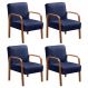 Kit C/ 4 Poltronas Decorativas Anita Braço Madeira Para Recepção - Suede Azul Marinho