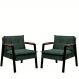 Kit 2 Poltrona Fortaleza Veludo Verde Base em Metal Preto