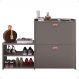 Sapateira Vertical Milano 2 Gavetas Basculantes Prateleira Porta Calçados Banquinho Hall Entrada Canto Quarto Retrô - Cinza Pérola - RPM