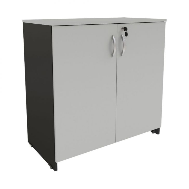 Armário de Escritório New City II 2 PT Preto e Cinza