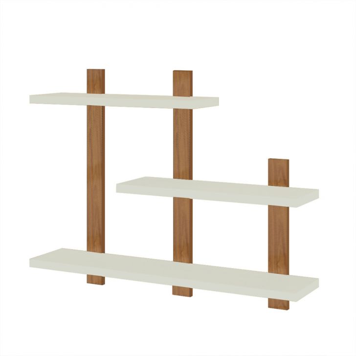 Prateleira Lanes 100% MDF Off White e Freijó