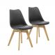 Kit 2 Cadeiras Saarinen Wood Com Estofamento Várias Cores - Preto