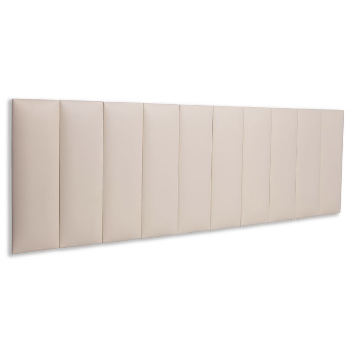 Cabeceira King Estofada Para Cama Box Kit 10 Placas Adesivas - Modelo Reta Courino Off White