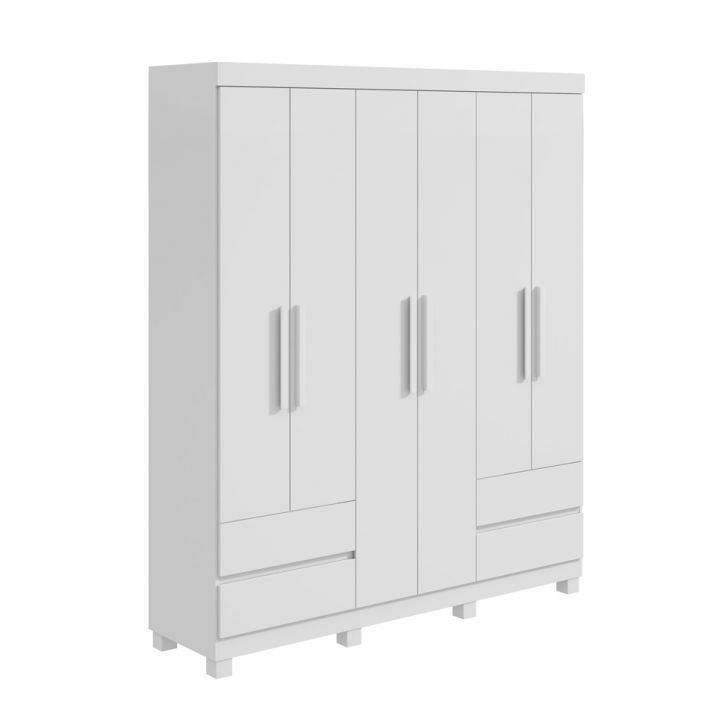 Guarda-roupa Casal Zeus Com Pés 6 Portas 4 Gavetas Branco