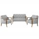 Conjunto Decorativo 2 Poltronas e 1 Namoradeira 2 Lugares Hand Veludo Cinza G45 - Gran Belo