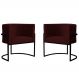 Kit 2 Poltronas Decorativa Sala de Estar Luana Base Preta Veludo Bordô - Montanaris Decor