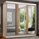 Guarda-Roupa Casal Madesa Reno 3 Portas de Correr de Espelho - Branco/Rustic