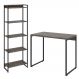 Kit Escritório Estante Areta 5 Prateleiras Mesa Industrial Aspen 90cm C01 Carvalho Dark - Lyam Decor