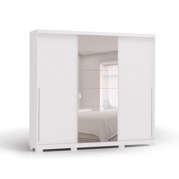 Image of Guarda-roupa Casal Com Espelho Agave 3 Portas 4 Gavetas Branco PLA-KA161CL33HHQMOB