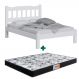 Cama De Casal De Madeira Maciça Branco Pérola Nemargi Com Colchão Gazin Casal D33 138 x 188