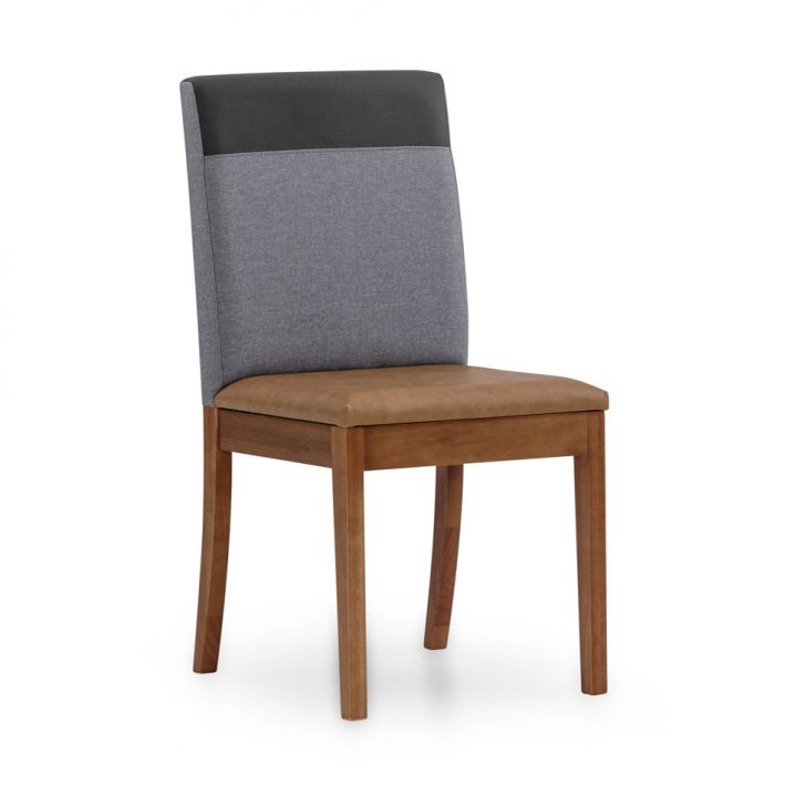 Cadeira Adeline Revestimento Sintético Caramelo e Cinza