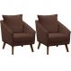 Kit 2 Poltronas para Sala e Escritório Decorativas Ellen Veludo Marrom