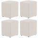 Kit 04 Puffs Quadrado L02 Decorativo Linho Cru - Lyam Decor