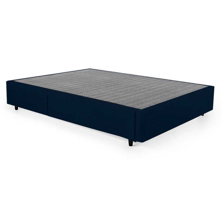 Base Para Cama Box Solteiro King Guldi Com Guarda Objetos Azul