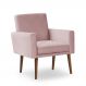 Poltrona Decorativa Nina Suede Rosa Bebe - Inova Decor