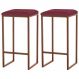 Kit 2 Banqueta Decorativa Billie Base Bronze Suede Bordô G41 - Gran Belo